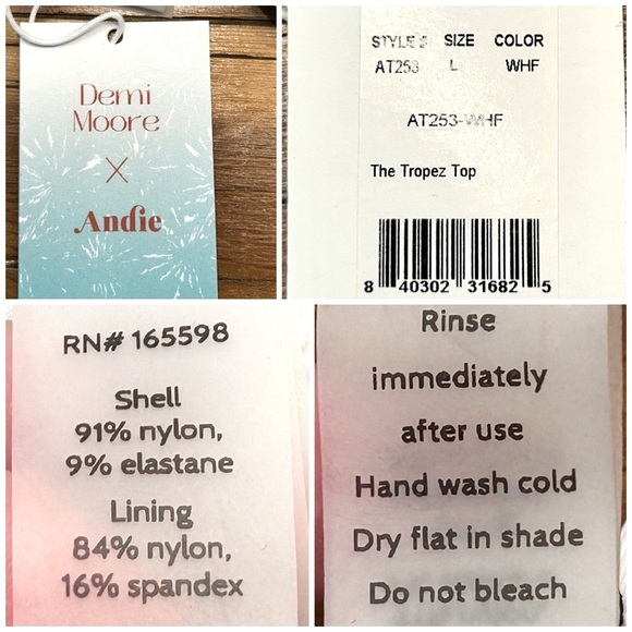 NWT Andie X Demi Moore Tropaz String Bikini Top in White Firecracker Print Large - Picture 9 of 11